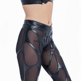 CEPH-422 Schwarzes Bustier Crop Top aus Kunstleder
