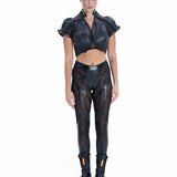 CEPH-421 Gewachstes Distressed Bustier Crop Top