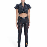 CEPH-421 Gewachstes Distressed Bustier Crop Top