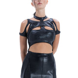 CEPH-421 Gewachstes Distressed Bustier Crop Top