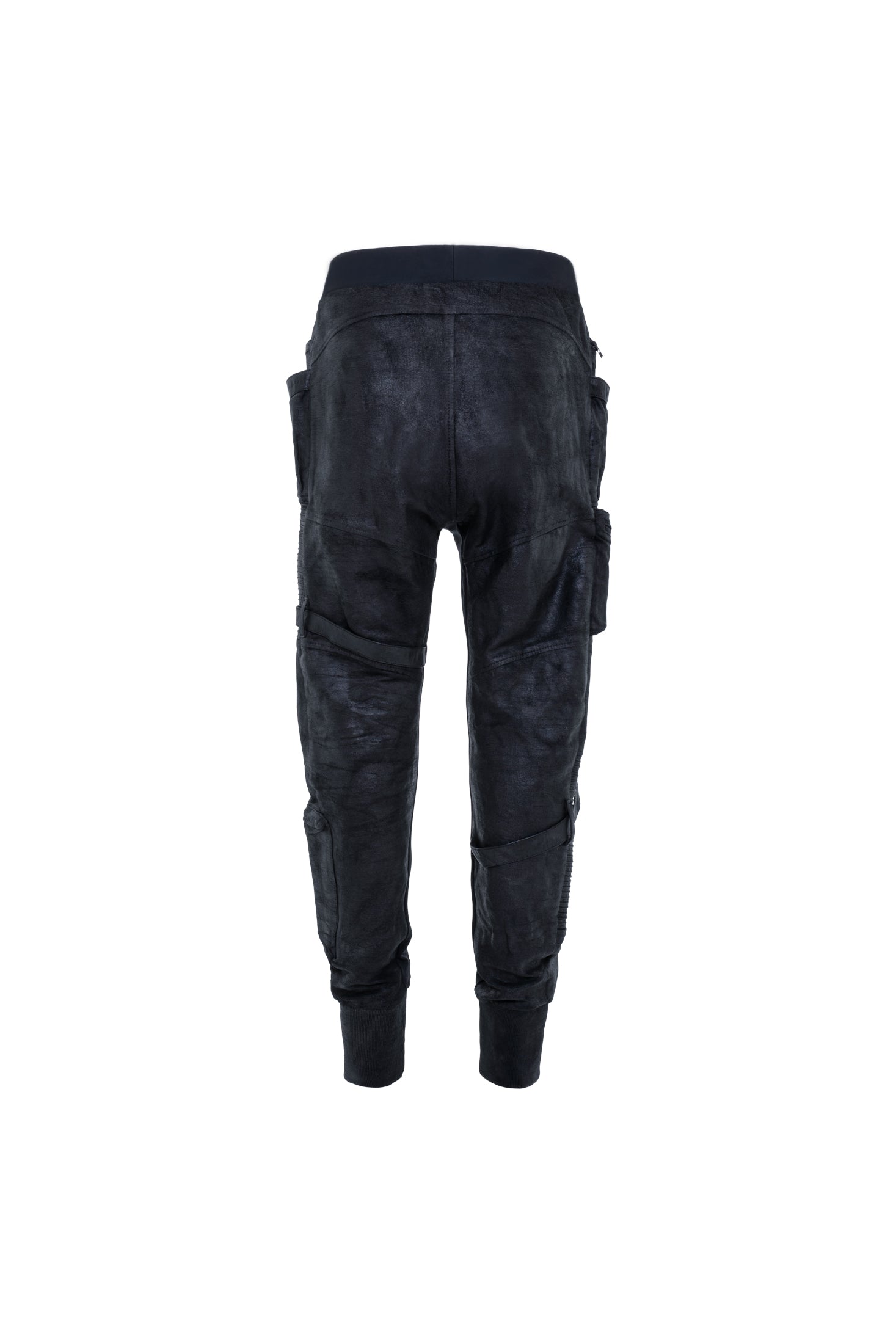 mens long cargo track pants drop crotch waxed