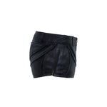 womens unisex textured booty shorts hot pants leather piping rib patches grunge texture zip opening