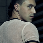 MESH T-SHIRT 213 in white/ecru with black wax-coated rib trims — digitally retouched color simulation.