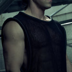 Black SYZMIC EIDOS-212 tank top worn in a three-quarter pose.