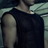 Black SYZMIC EIDOS-212 tank top worn in a three-quarter pose.