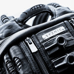 Avant-garde biomorphic backpack in dark post-apocalyptic fashion and leather handcrafted detail - syzmic studio
