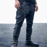mens waxed textured drop crotch ninja pants leather boots