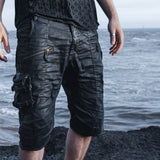 mens waxed textured tactical 3 4 cargo shorts multi utility pockets