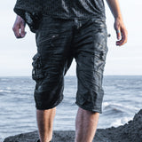mens waxed textured tactical 3 4 cargo pants multi utility pockets