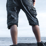 mens waxed textured tactical 3 4 utility shorts back drop pockets