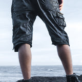 mens waxed textured tactical 3 4 utility shorts back drop pockets