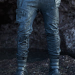 mens waxed textured drop crotch tactical jogger cargo pants