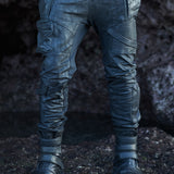 mens waxed textured drop crotch tactical jogger cargo pants
