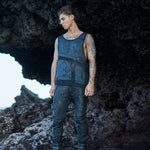 mens grunge waxed textured tank top tactical jogger pants