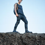 Men's post-apocalyptic, cyberpunk fashion with leather accessories and techwear clothing