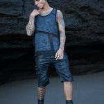 mens avant garde street clothing tank top sleeveless cargo 3 4 shorts leather boots