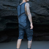 mens waxed textured tactical 3 4 shorts multi utility pockets mesh tank top leather boots