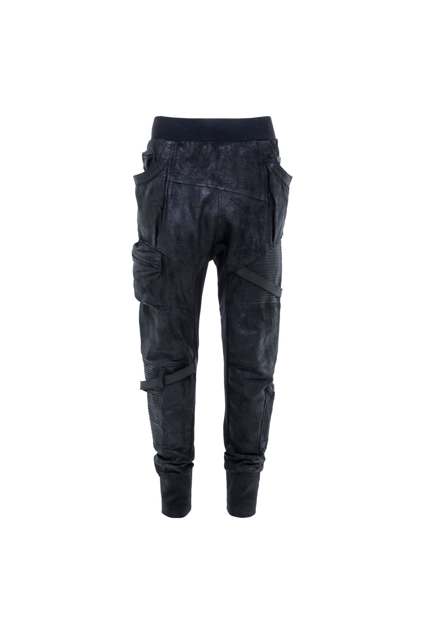 mens long utility cargo jogger pants drop crotch waxed front
