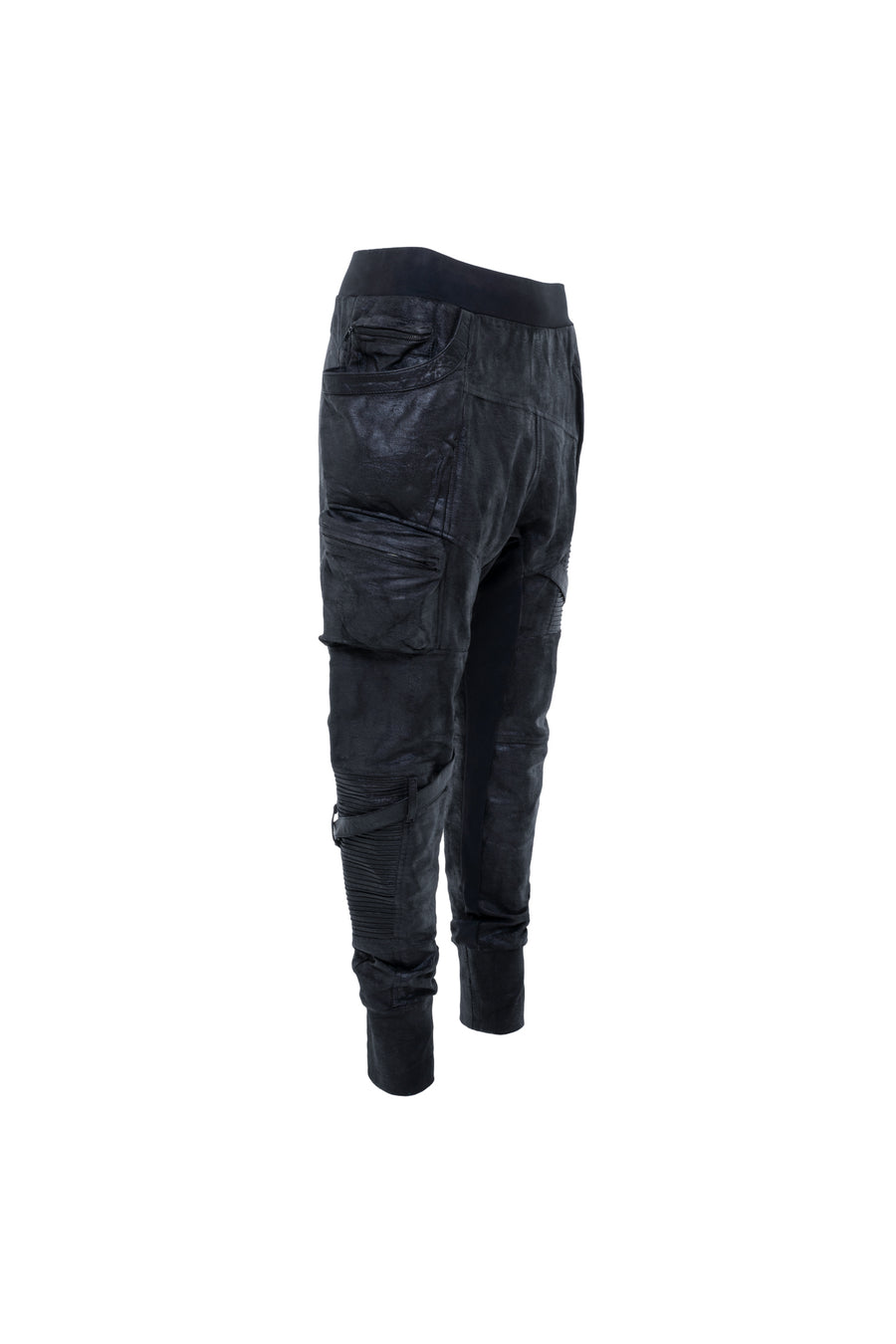 mens long utility cargo jogger pants drop crotch waxed side 3/4