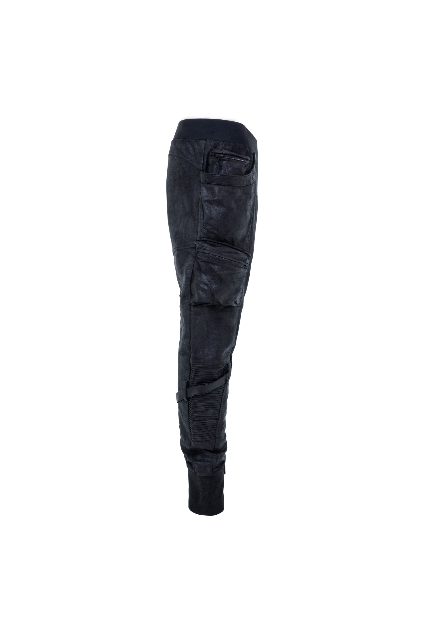 mens long utility cargo jogger pants drop crotch waxed right side