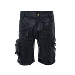 mens waxed textured tactical cargo shorts multiple utility pockets