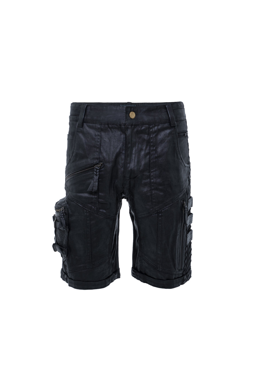 mens waxed textured tactical cargo shorts multiple utility pockets