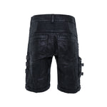 mens waxed textured tactical cargo shorts back drop pockets rib detail