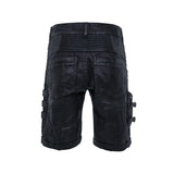mens waxed textured tactical cargo shorts back drop pockets rib detail