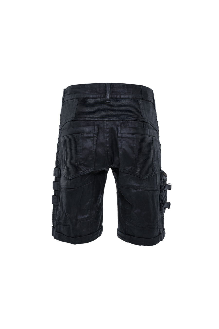 mens waxed textured tactical cargo shorts back drop pockets rib detail