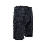mens waxed textured tactical cargo shorts back drop pockets rib detail