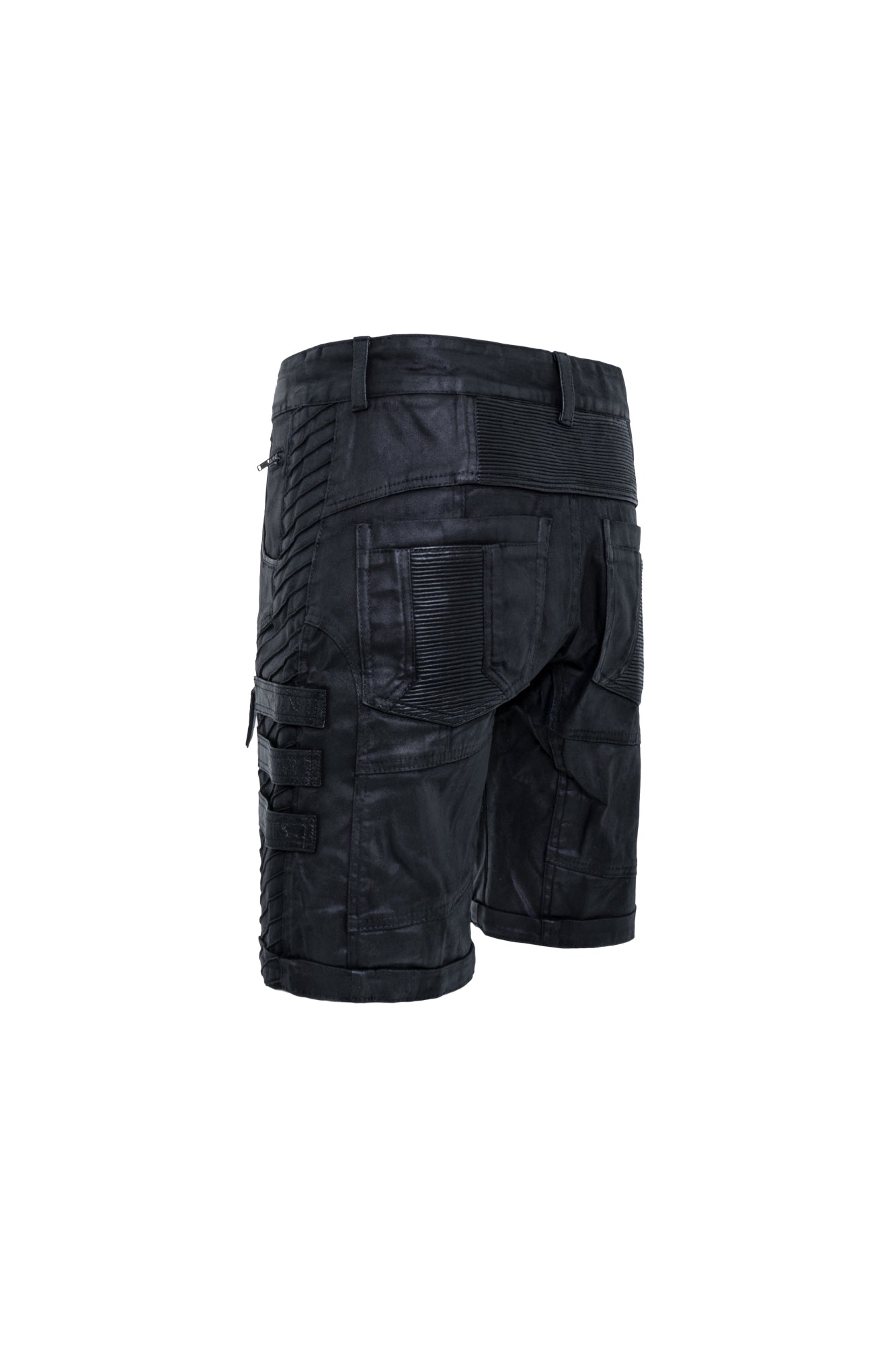 mens waxed textured tactical cargo shorts back drop pockets rib detail