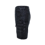 mens waxed textured tactical cargo shorts leather straps side seam rib texture