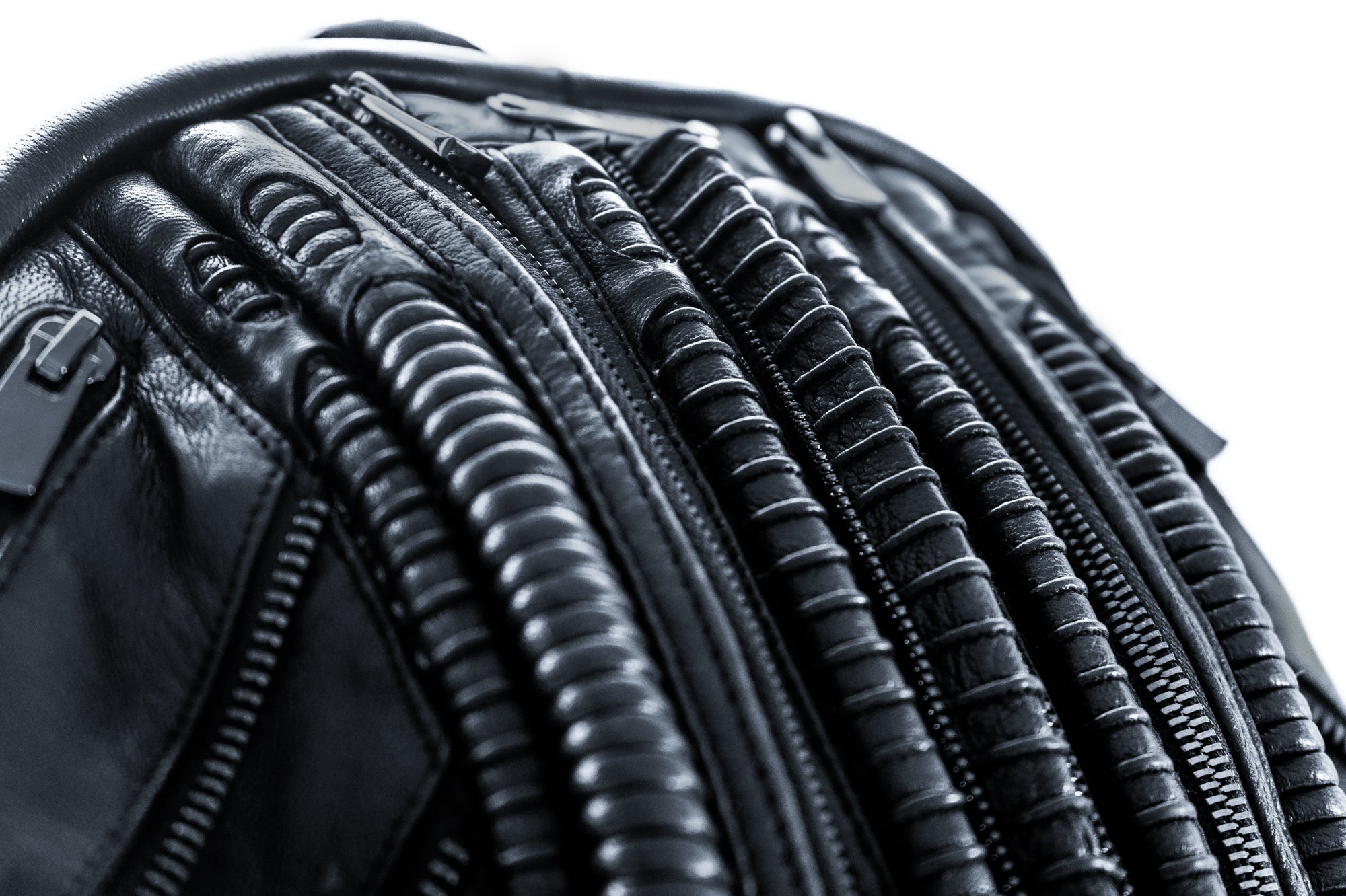Handcrafted unique sci-fi leather goods with avant-garde, alien xenomorph, biomorphic design