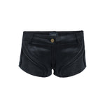 womens unisex textured booty shorts hot pants leather piping rib patches grunge texture