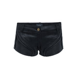 womens unisex textured booty shorts hot pants leather piping rib patches grunge texture