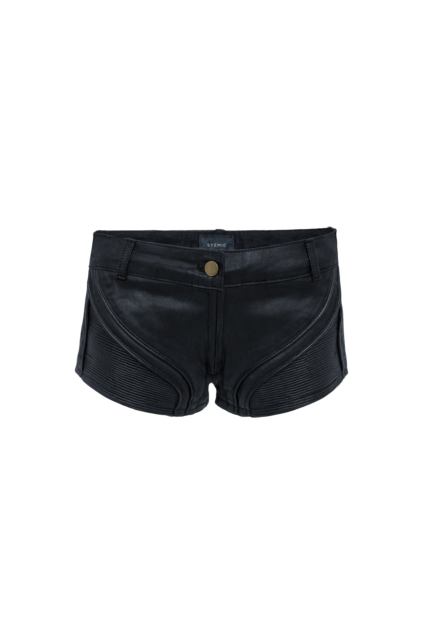 womens unisex textured booty shorts hot pants leather piping rib patches grunge texture
