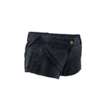womens unisex textured booty shorts hot pants leather piping rib patches grunge texture