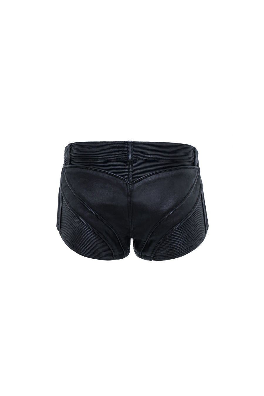 womens unisex textured booty shorts hot pants leather piping rib patches grunge texture