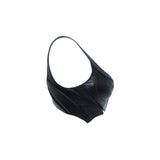 womens avant-garde bustier top faux leather satin lining biomorph