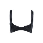 womens avant-garde bustier top faux leather satin lining biomorph