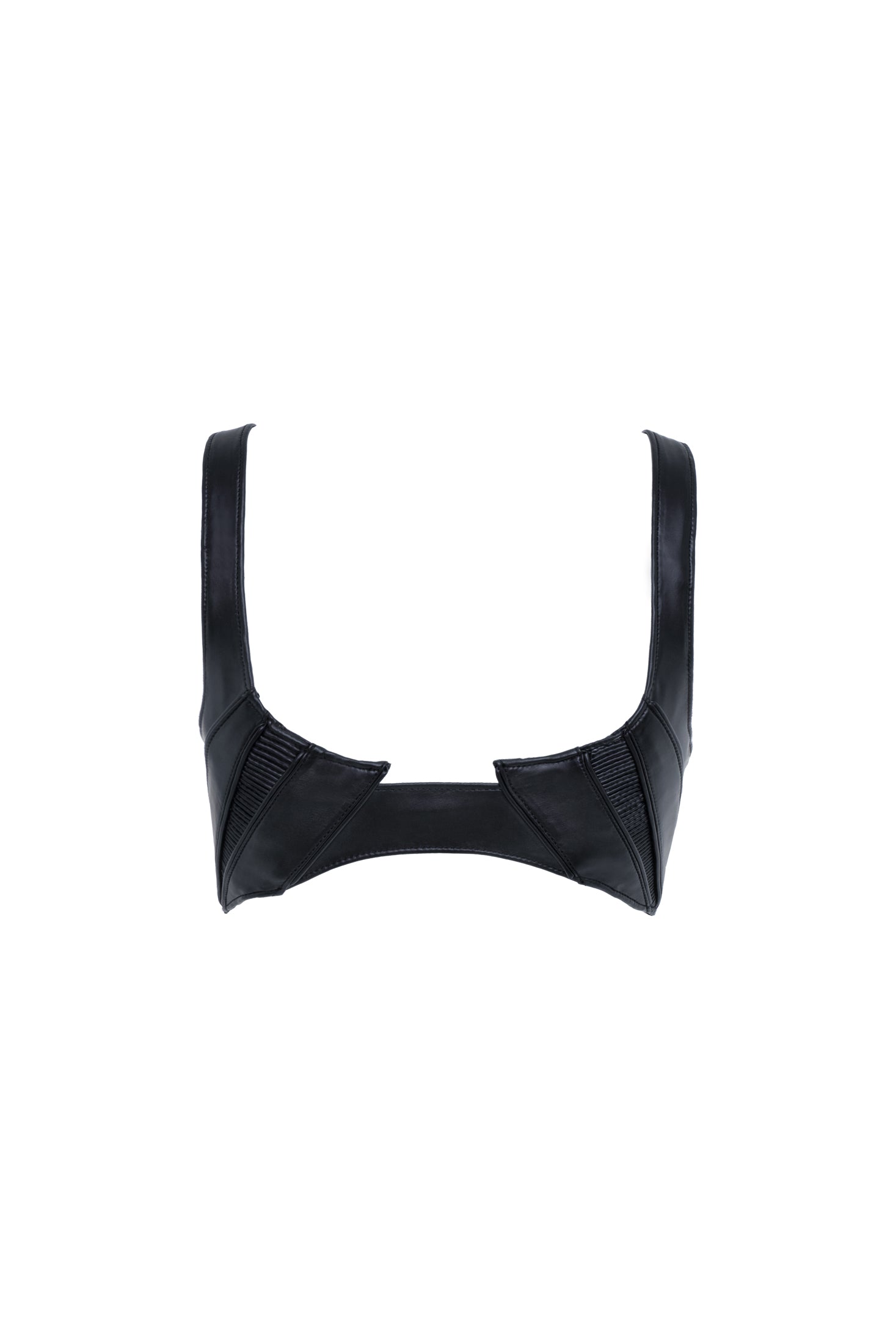 womens avant-garde bustier top faux leather satin lining biomorph