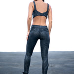 unisex skin tight waxed textured ankle leggings biomorphic grunge avant garde streetwear bustier top