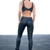 unisex skin tight waxed textured ankle leggings biomorphic grunge avant garde streetwear bustier top
