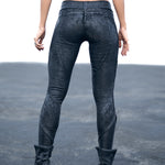 unisex skin tight waxed textured ankle leggings biomorphic Metallic grunge avant garde streetwear